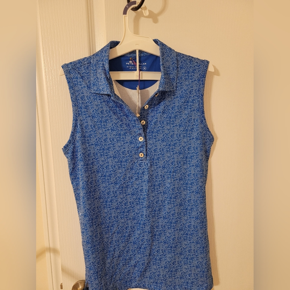 Peter Millar Women's Banded Button Blue PoloSize: M